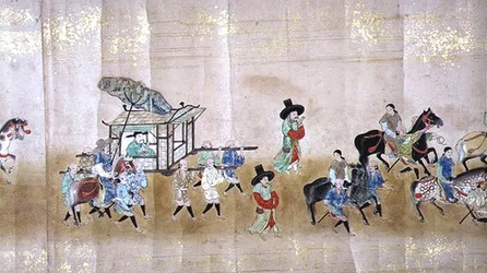 Sesta Ambasciata Coreana in Giappone nel Meireki 1 al tempo della successione di Tokugawa Ietsuna nel 1651, possibilmente di Kano Masunobu (1625-94) (dipinto su rotolo) (dettaglio)